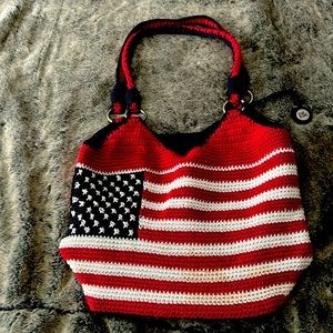 The Sak: US flag crocheted bag: like new!